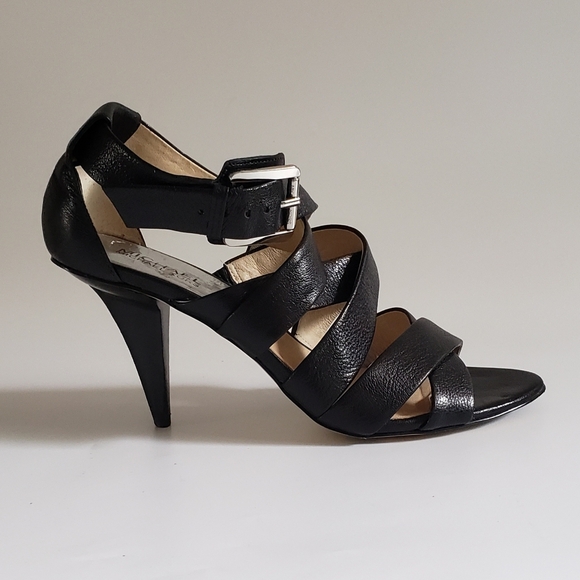 Michael Michael Kors Women's Black Leather Strappy Heels Sandals Size 8.5 - Picture 1 of 15